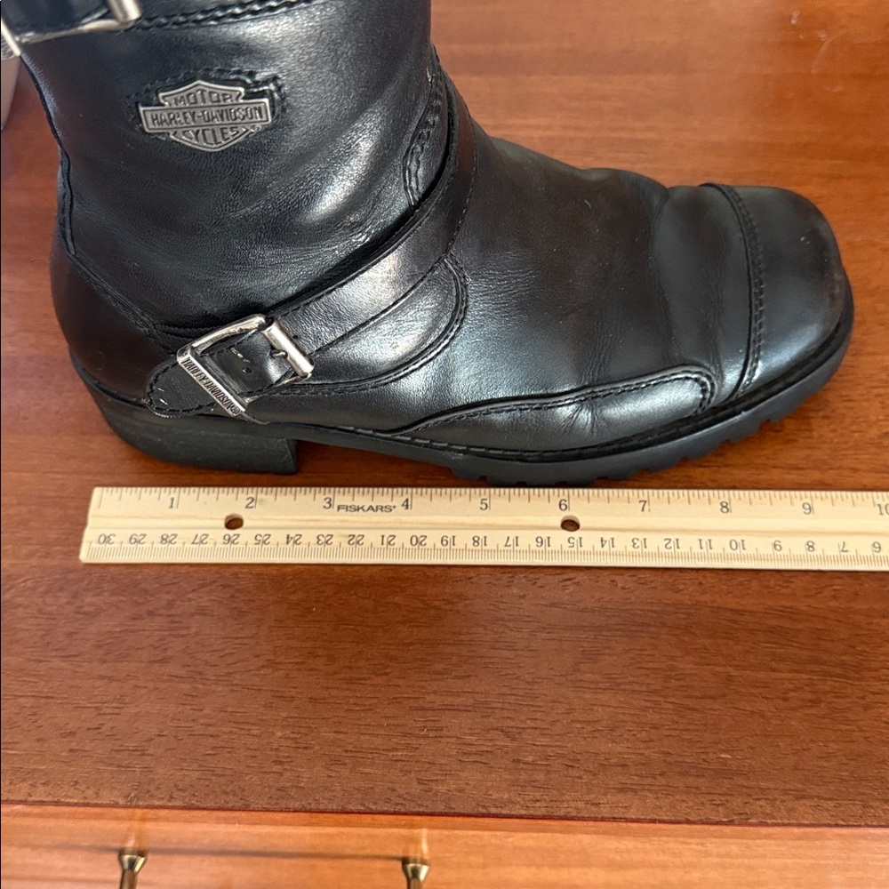 Harley Davidson Double Buckle Size Zip Y2K Black Motorcycle Boots Women's 7 - Picture 12 of 12